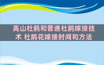 高山杜鹃和普通杜鹃嫁接技术 杜鹃花嫁接时间和方法